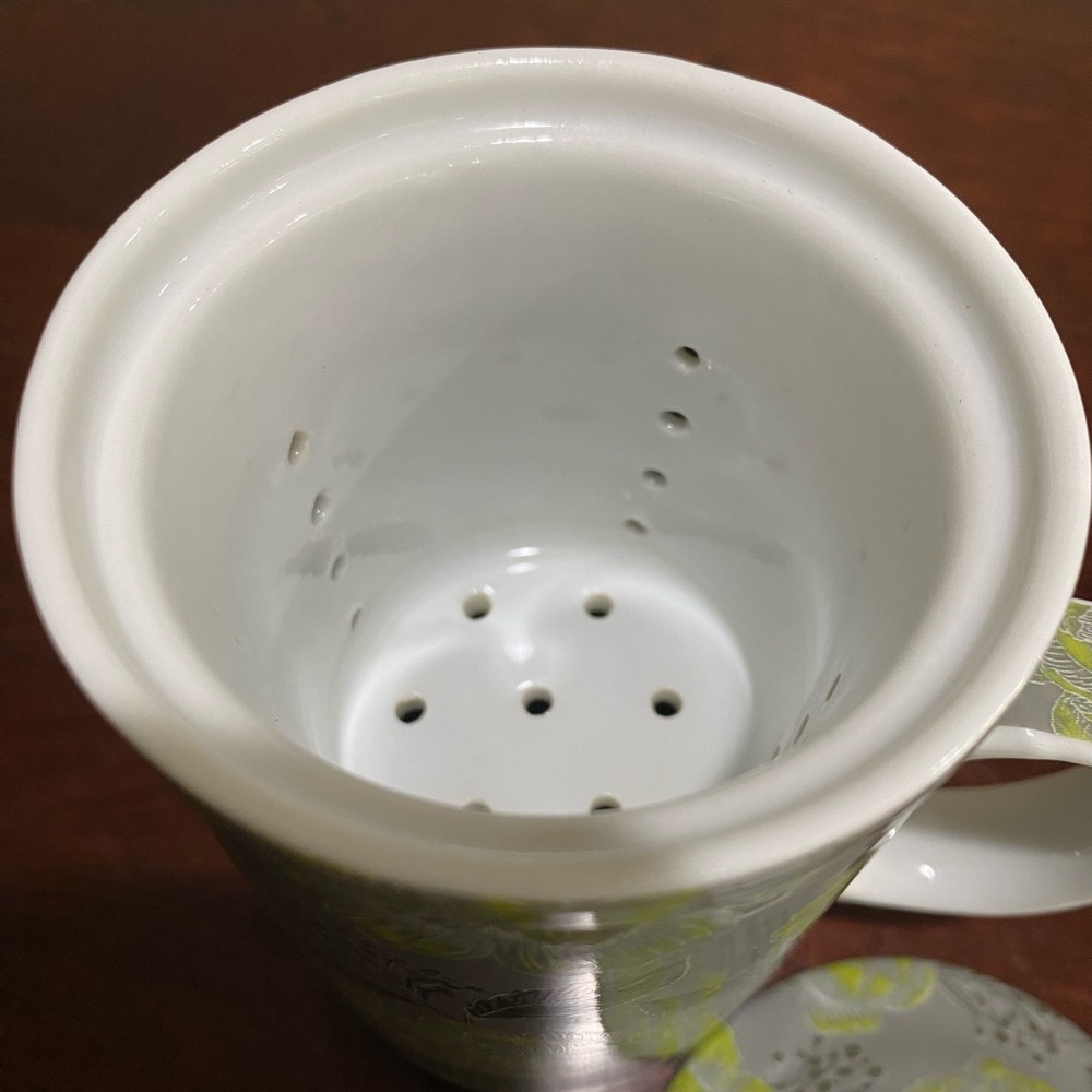 World Market, Ceramic, 3 Piece Tea Cup with Infuser Strainer and Lid - Picture 4 of 9